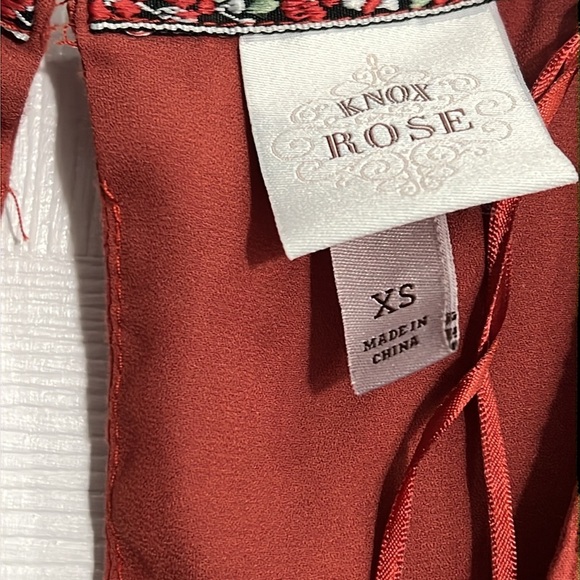 Knox Rose Ruffle Sleeve Eyelet A-Line Mini Dress - Desert Red - Size XS - Picture 5 of 8